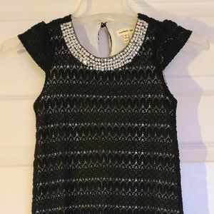 Big Girls (size 7/8 small) Black and white lace dress with jewel neckline